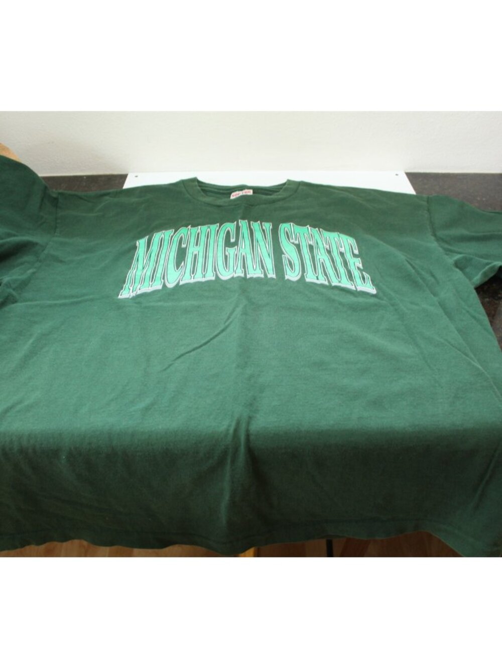 Vintage T-Shirt Michigan State Green Screen Print Front XXXL Single Stitch - Picture 2 of 7